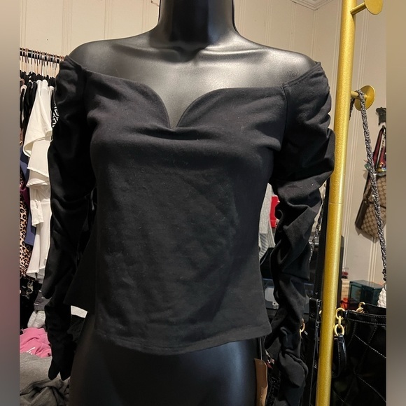 NWT Reformation Long Sleeve Off the Shoulder Ruched Sleeve Top - Picture 9 of 9